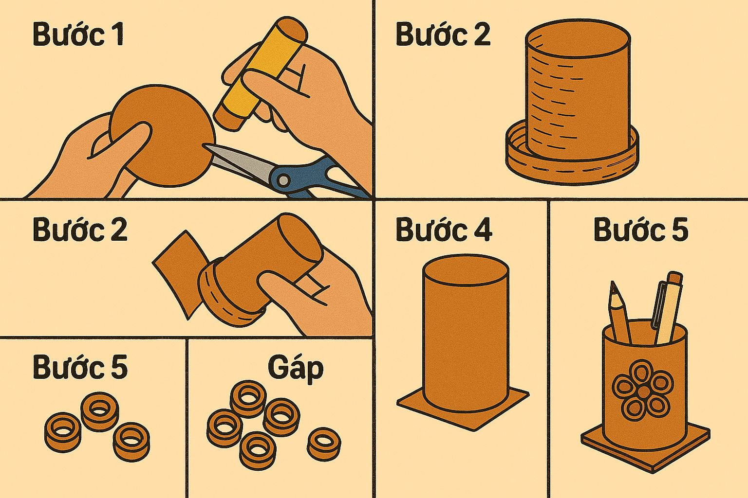 Gấp hộp đựng bút