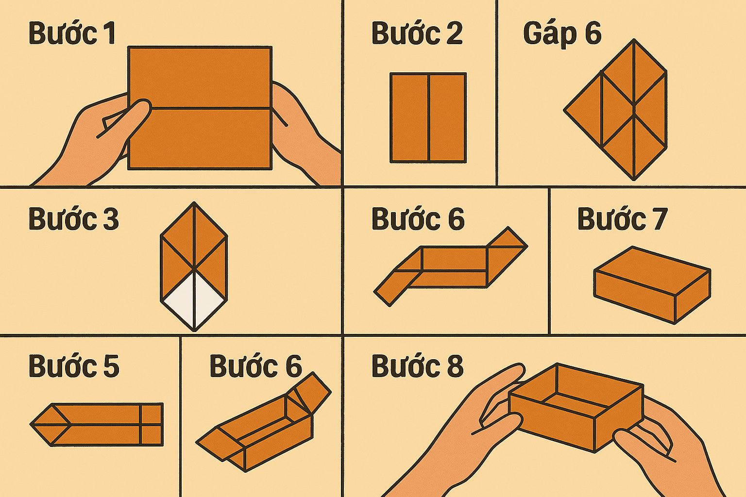 Gấp hộp hình vuông