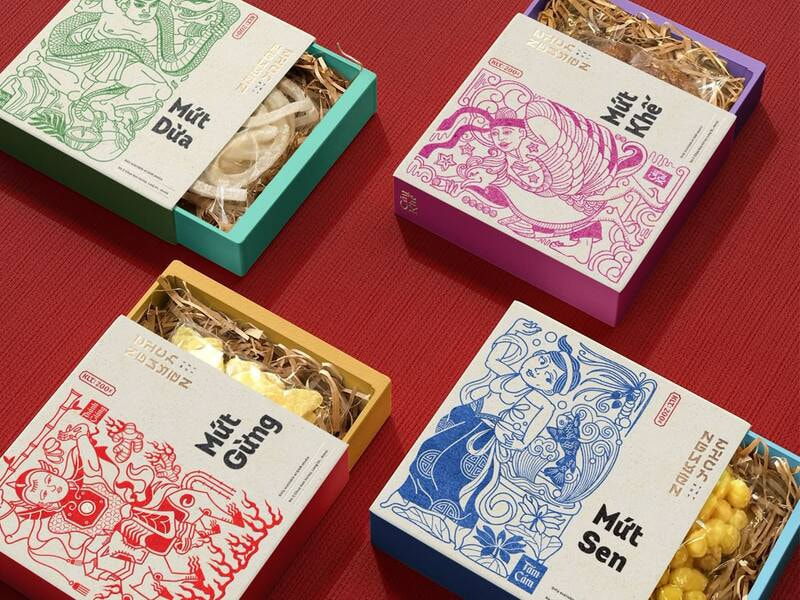 Hộp giấy quà tết cao cấp in họa tiết truyền thống 
