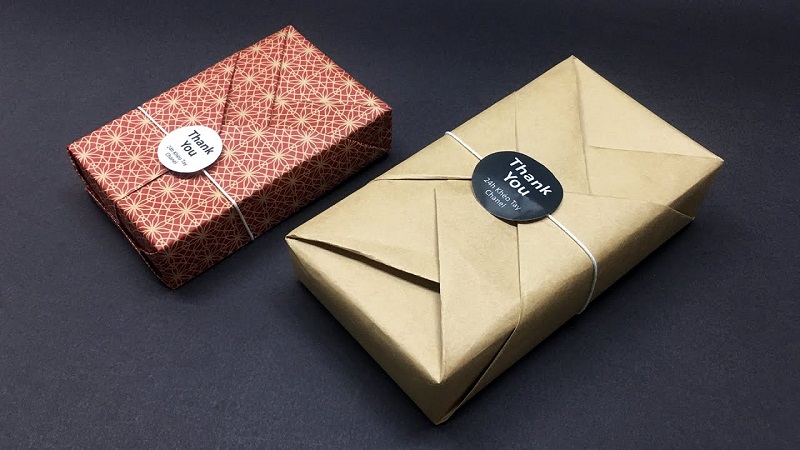cách gói quà đơn giản, cách gói quà hình chữ nhật, cách gói quà hộp vuông