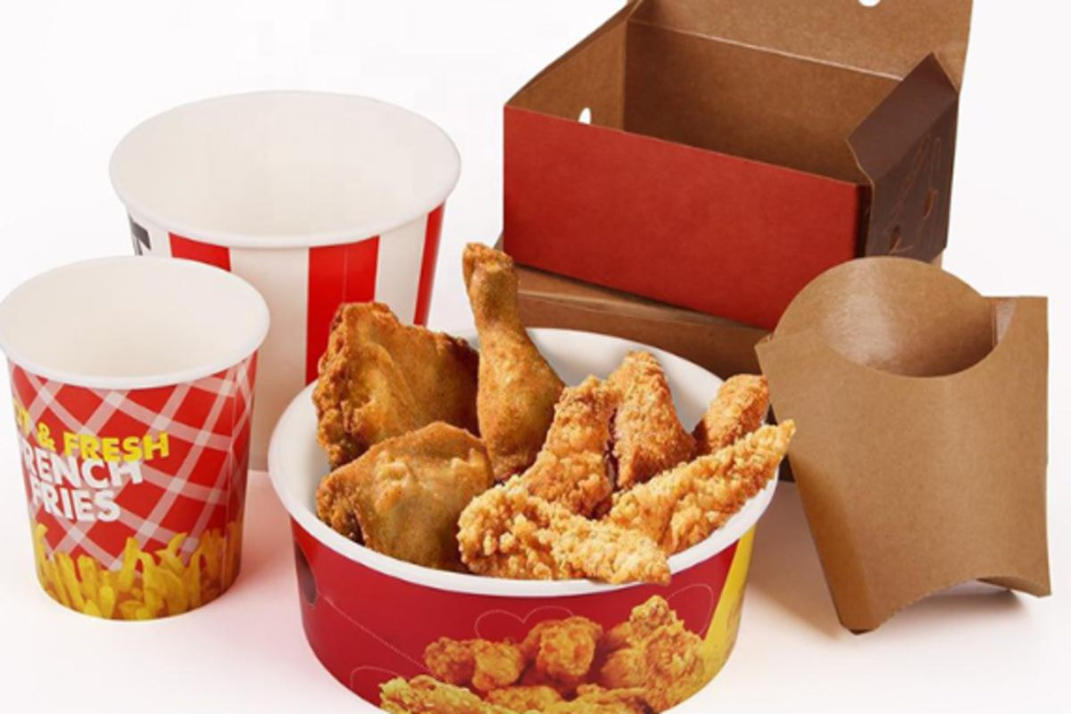 In hộp giấy đựng gà rán giá tốt, chất lượng