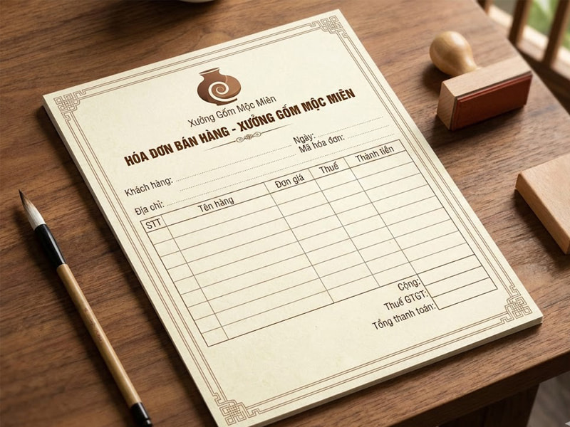 Thiết kế in ấn hóa đơn lấy nhanh, mẫu mã đẹp tại Hà Nội, TPHCM 18 Hóa đơn bán hàng xưởng Gốm Mộc Miên