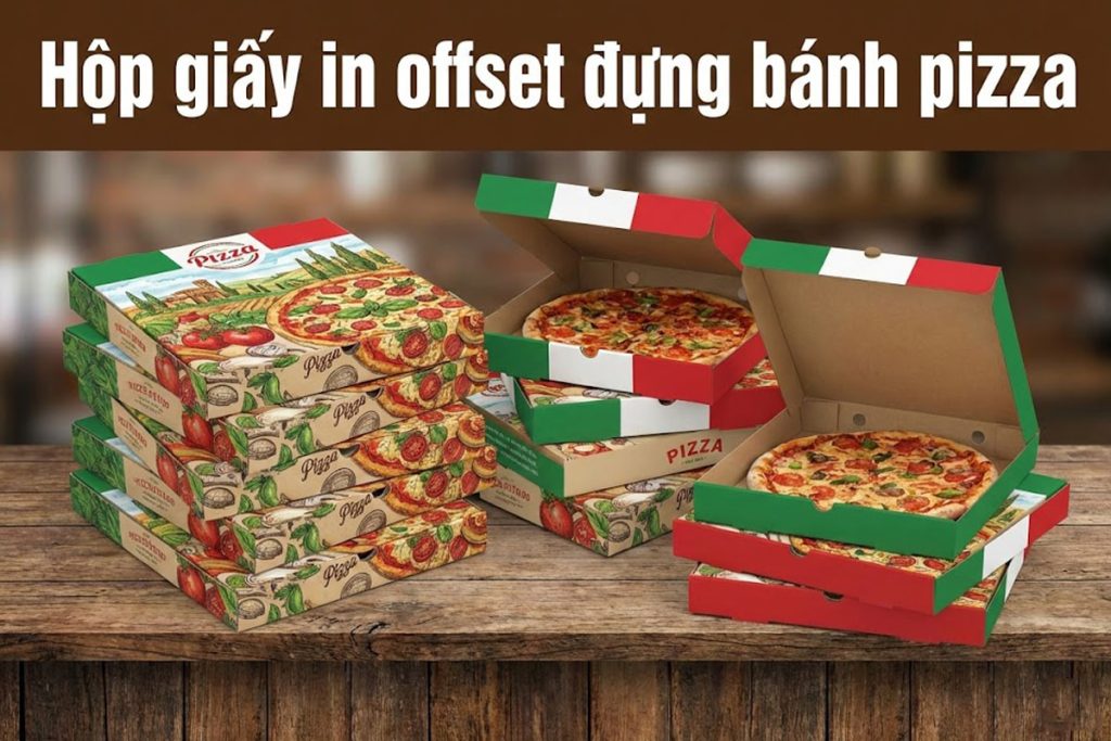 Hộp giấy in Offset đựng bánh pizza