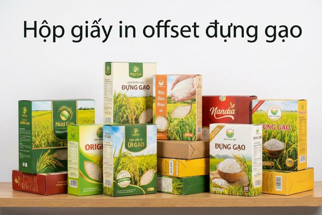 Hộp giấy in offset đựng gạo