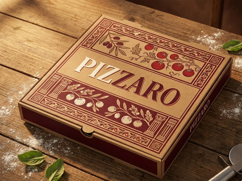 Nâng tầm thương hiệu với hộp giấy in offset đựng thức ăn nhanh 21 Hộp giấy in offset đựng pizza của PIZZARO